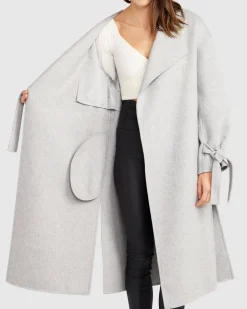 Sale Belle & Bloom Head Over Heels Collarless Robe Coat - Grey Marle GreyMarle