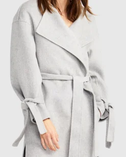 Sale Belle & Bloom Head Over Heels Collarless Robe Coat - Grey Marle GreyMarle