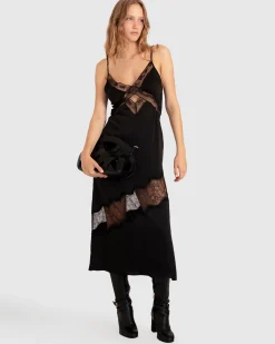 Clearance Belle & Bloom Heavenly Bodies Lace Slip Dress - Black