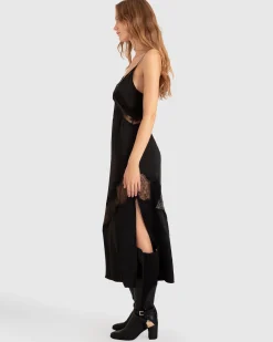 Clearance Belle & Bloom Heavenly Bodies Lace Slip Dress - Black