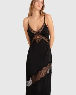Clearance Belle & Bloom Heavenly Bodies Lace Slip Dress - Black