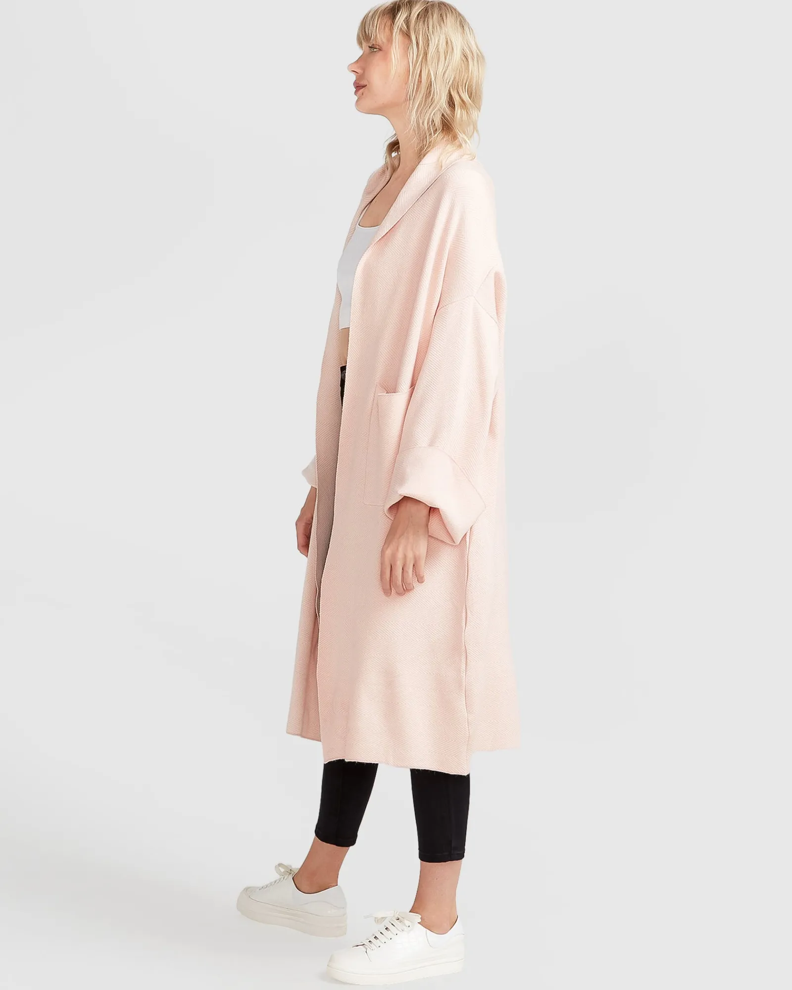 Online Belle & Bloom Hold The Line Coatigan - Pale Pink PalePink