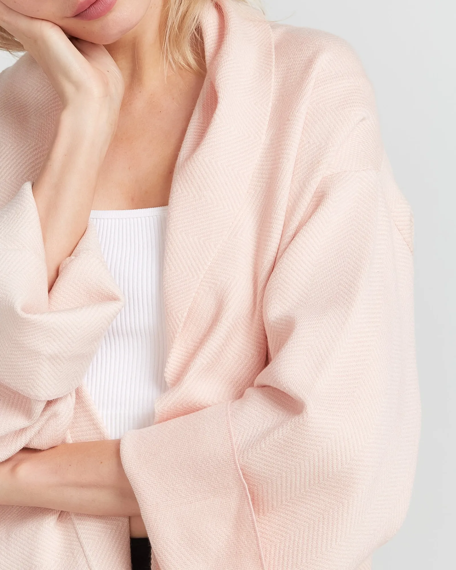 Online Belle & Bloom Hold The Line Coatigan - Pale Pink PalePink