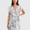 Hot Belle & Bloom I'm The Star Wrap Dress - Light Blue LightBlue