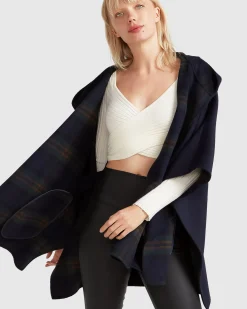 Discount Belle & Bloom Jackson Landing Wool Blend Cape Coat - French Navy FrenchNavy