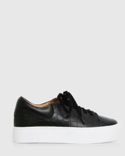 Hot Belle & Bloom Just A Dream Croc Leather Sneaker - Black