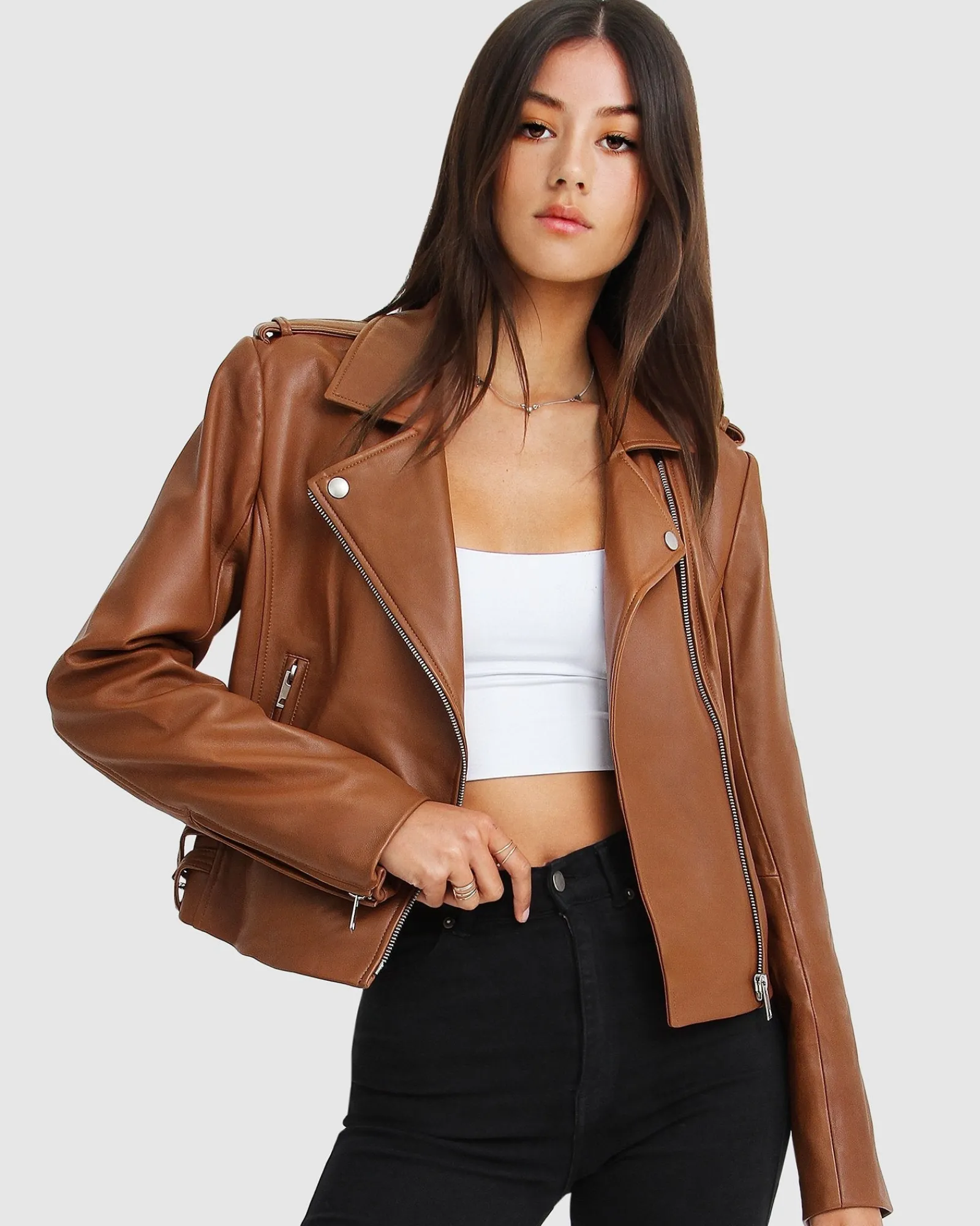 Hot Belle & Bloom Just Friends Leather Jacket - Brown