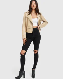 Hot Belle & Bloom Just Friends Leather Jacket - Sand
