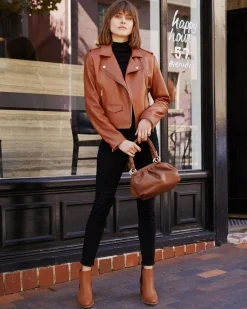 Hot Belle & Bloom Just Friends Leather Jacket - Brown