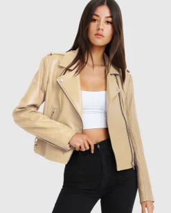 Hot Belle & Bloom Just Friends Leather Jacket - Sand