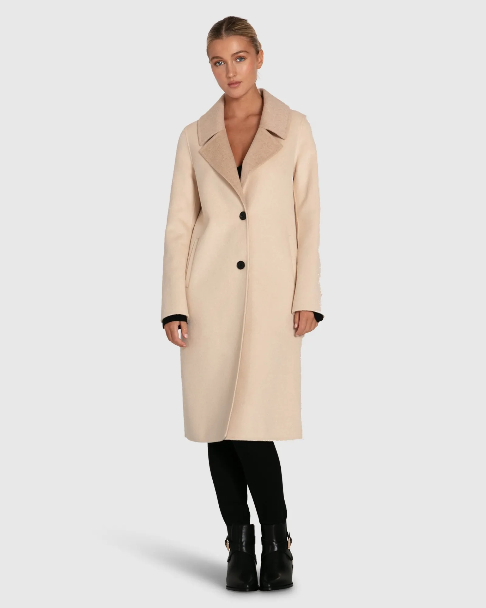 Online Belle & Bloom Lexington Two-Tone Wool Blend Coat - Beige ToneWoolBlendCoat-Beige