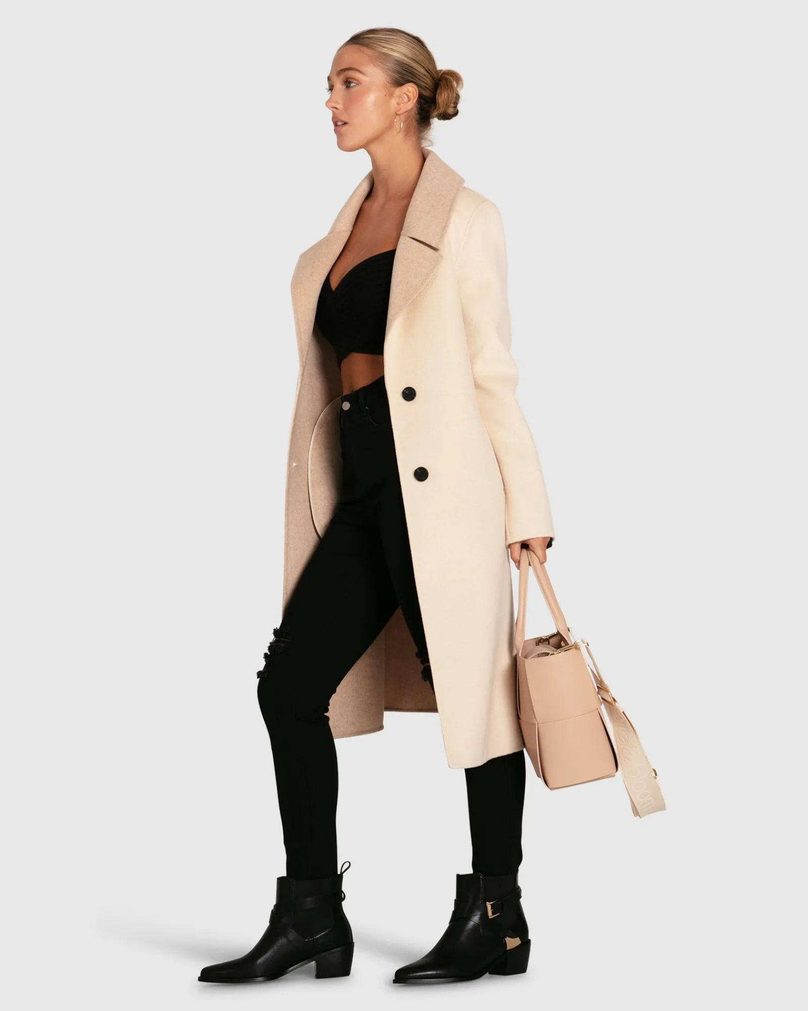 Online Belle & Bloom Lexington Two-Tone Wool Blend Coat - Beige ToneWoolBlendCoat-Beige