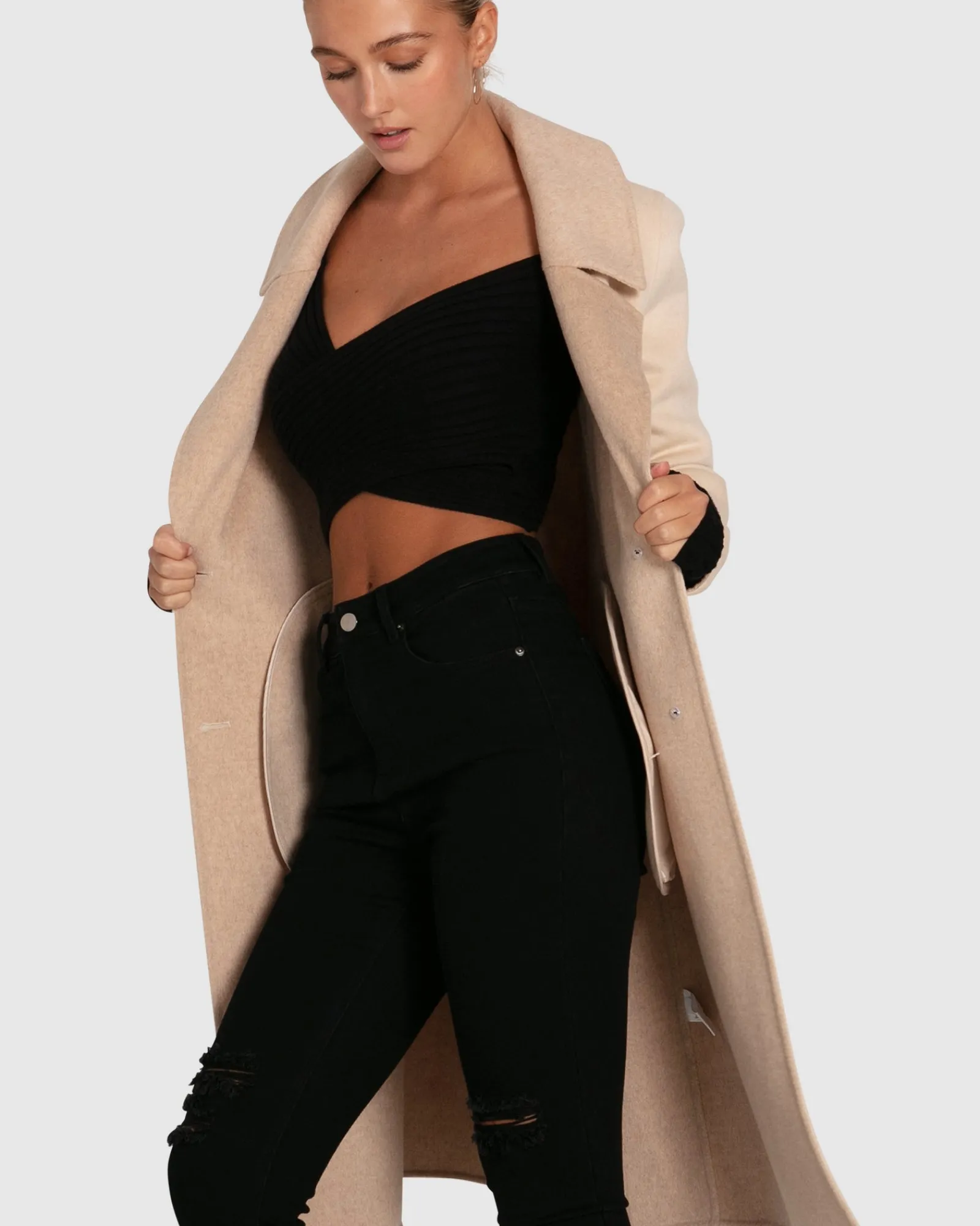Online Belle & Bloom Lexington Two-Tone Wool Blend Coat - Beige ToneWoolBlendCoat-Beige