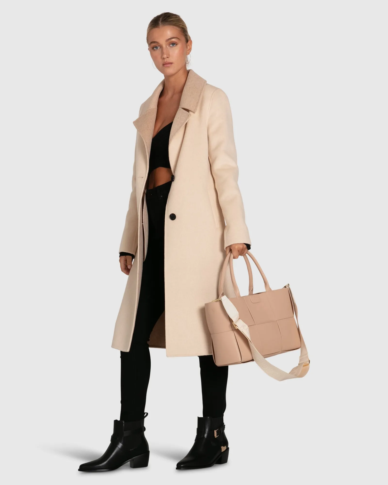 Online Belle & Bloom Lexington Two-Tone Wool Blend Coat - Beige ToneWoolBlendCoat-Beige