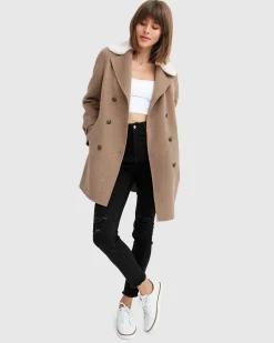 Clearance Belle & Bloom Liberty Sherpa Collar Wool Blend C - Oat