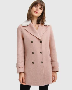 Fashion Belle & Bloom Liberty Sherpa Collar Wool Blend Coat - Blush