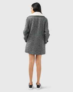Fashion Belle & Bloom Liberty Sherpa Collar Wool Blend Coat - Charcoal