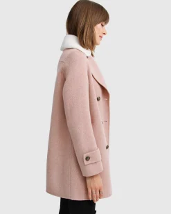 Fashion Belle & Bloom Liberty Sherpa Collar Wool Blend Coat - Blush