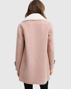 Fashion Belle & Bloom Liberty Sherpa Collar Wool Blend Coat - Blush