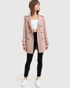 Fashion Belle & Bloom Liberty Sherpa Collar Wool Blend Coat - Blush