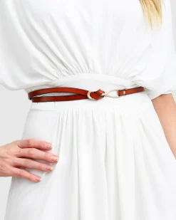 Online Belle & Bloom London Mood Leather Tie Belt - Brown