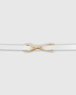 Discount Belle & Bloom London Mood Leather Tie Belt - White