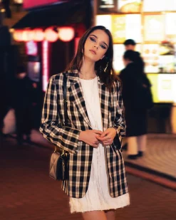 Hot Belle & Bloom Love & Mercy Checked Blazer - Black Check BlackCheck