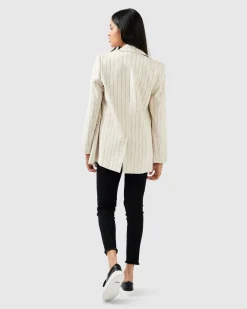 Outlet Belle & Bloom Love & Mercy Striped Blazer - Beige