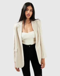 Outlet Belle & Bloom Love & Mercy Striped Blazer - Beige