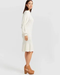 Discount Belle & Bloom Love Letter Knit Dress - Cream
