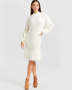 Discount Belle & Bloom Love Letter Knit Dress - Cream
