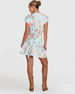 Online Belle & Bloom Love Shack Mini Wrap Dress - Light Blue LightBlue