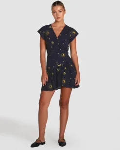 Sale Belle & Bloom Love Shack Mini Wrap Dress - Navy