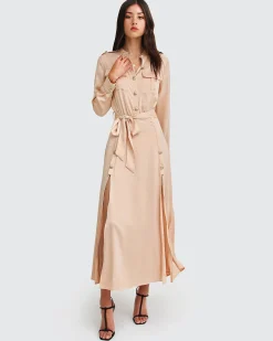 Fashion Belle & Bloom Lover To Lover Maxi Shirt Dress - Champagne