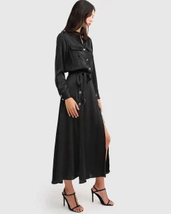 Clearance Belle & Bloom Lover To Lover Maxi Shirt Dress - Black