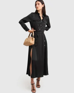 Clearance Belle & Bloom Lover To Lover Maxi Shirt Dress - Black