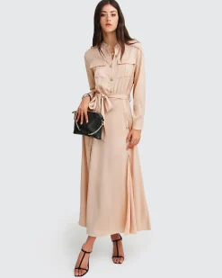 Fashion Belle & Bloom Lover To Lover Maxi Shirt Dress - Champagne