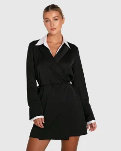 Best Belle & Bloom Make Me Feel Layered Shirt Dress - Black/White