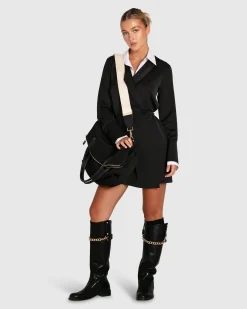 Best Belle & Bloom Make Me Feel Layered Shirt Dress - Black/White