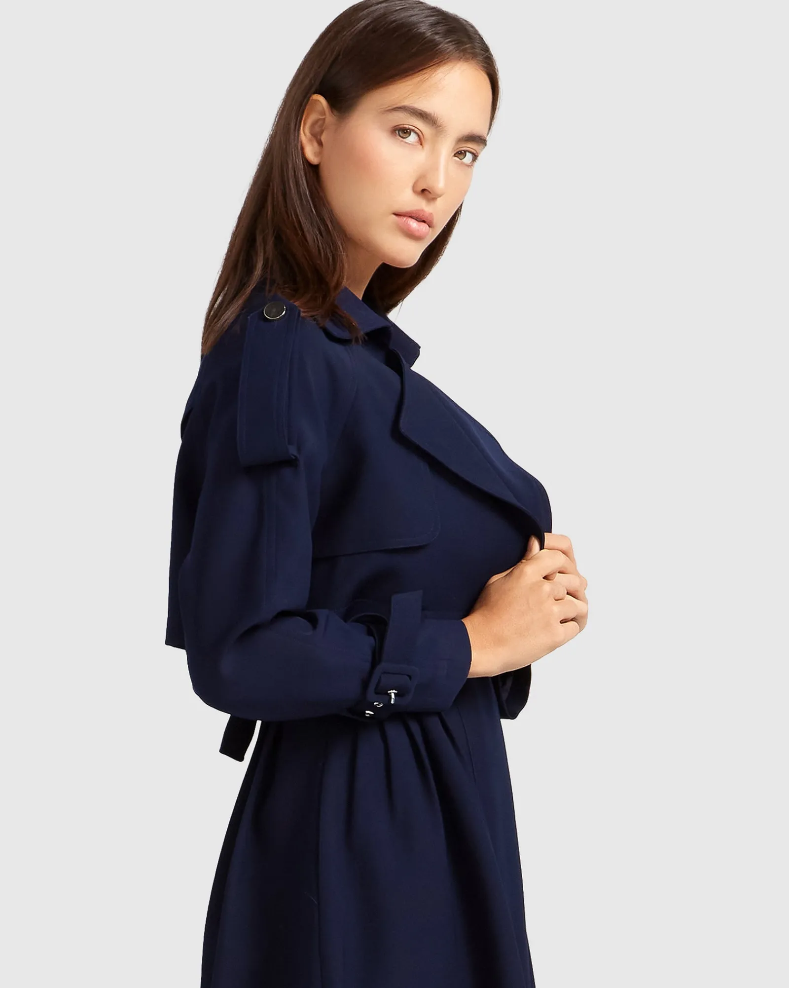 Sale Belle & Bloom Manhattan Cropped Trench - Navy