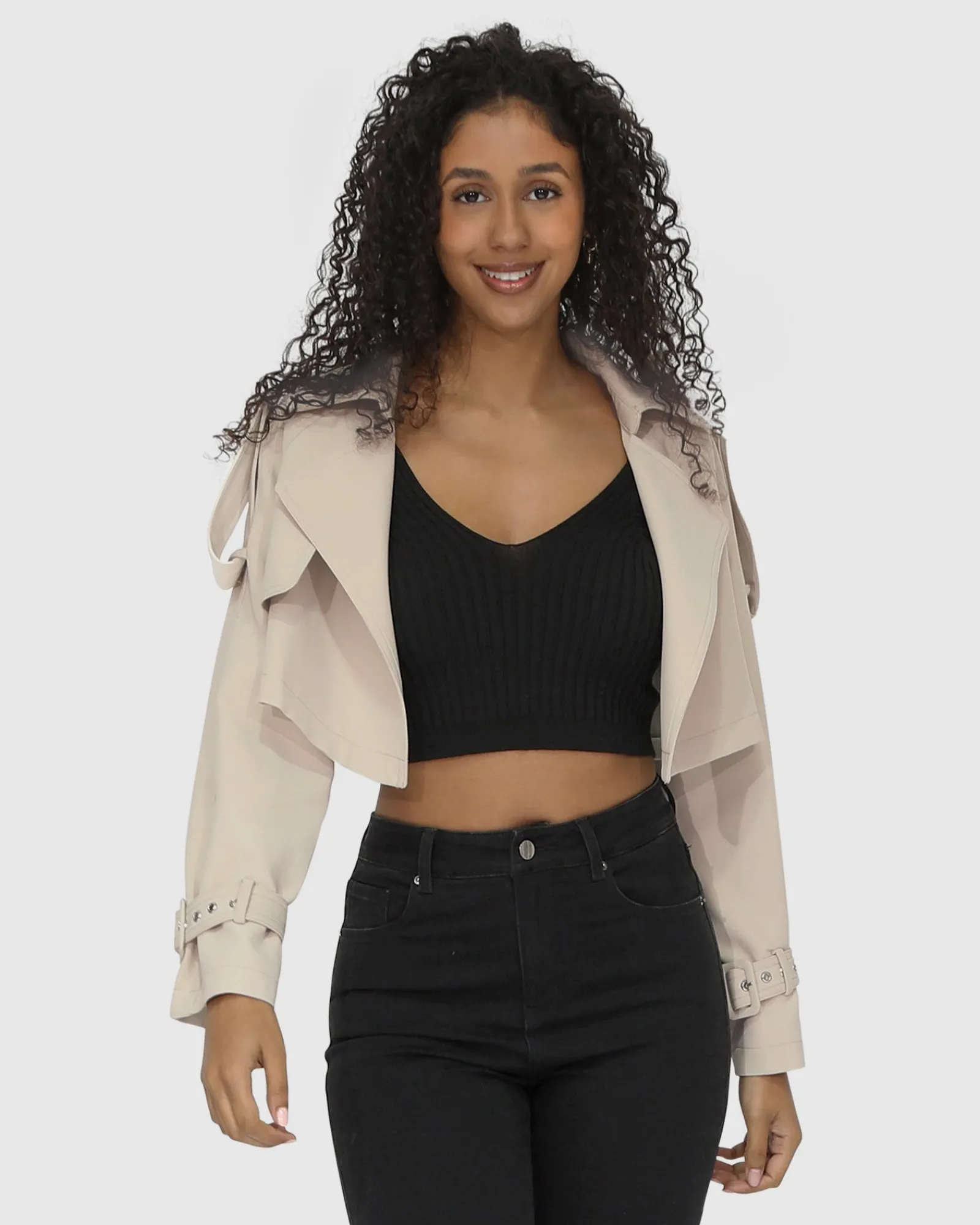Sale Belle & Bloom Manhattan Cropped Trench - Sand