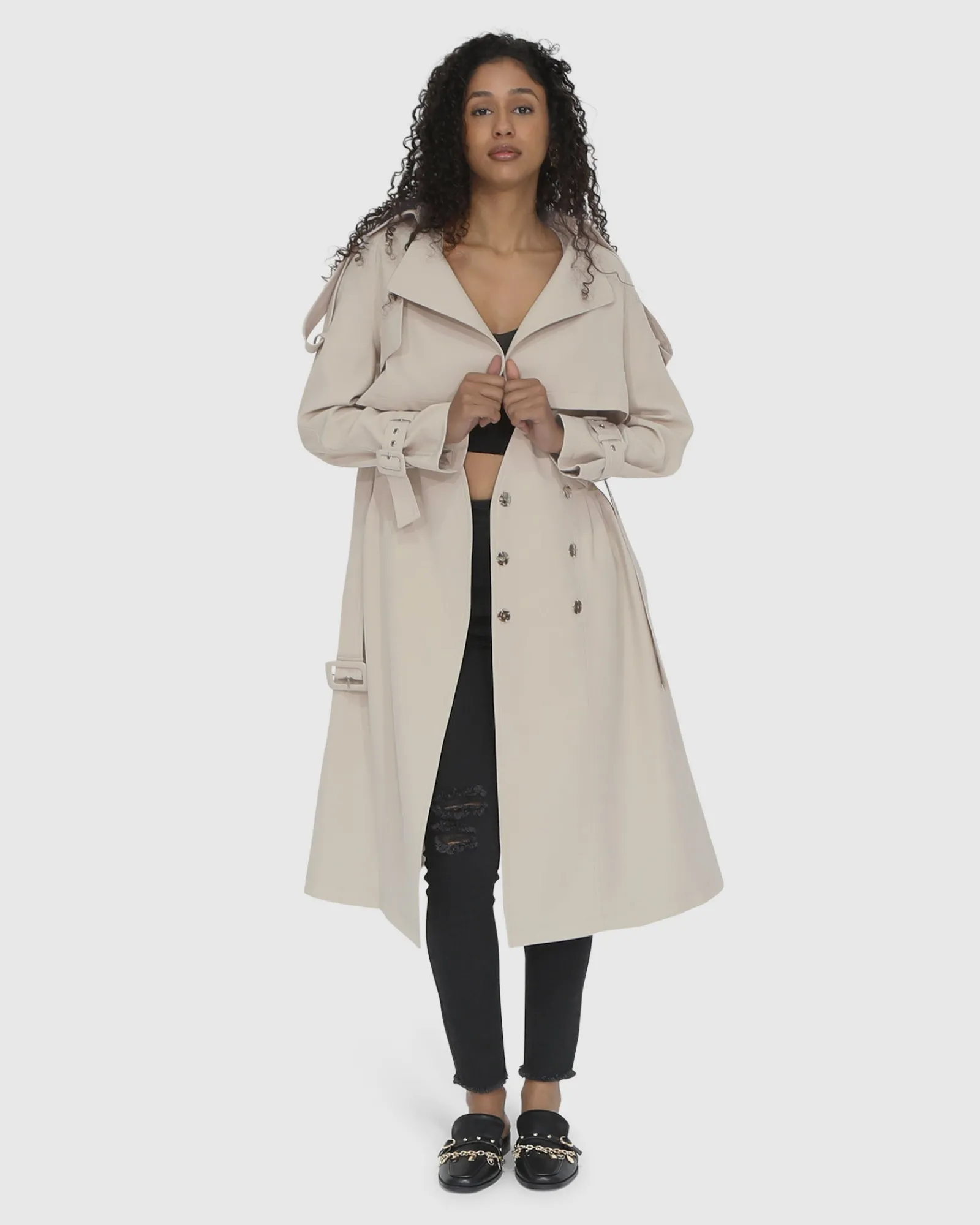 Sale Belle & Bloom Manhattan Cropped Trench - Sand