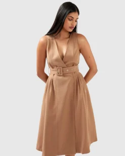 Fashion Belle & Bloom Miss Independence Midi Dress - Camel