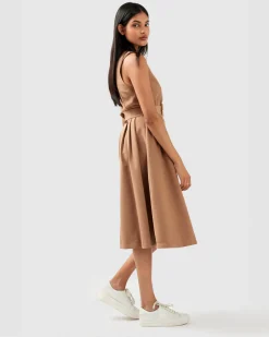 Fashion Belle & Bloom Miss Independence Midi Dress - Camel