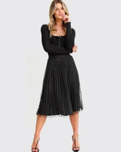 Sale Belle & Bloom Mixed Feeling Reversible Skirt - Black