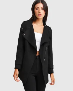 Outlet Belle & Bloom NEW FIT Bad Girl Wool Blend Moto Coat - Black