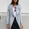 Clearance Belle & Bloom NEW FIT Bad Girl Wool Blend Moto Coat - Grey Marle GreyMarle