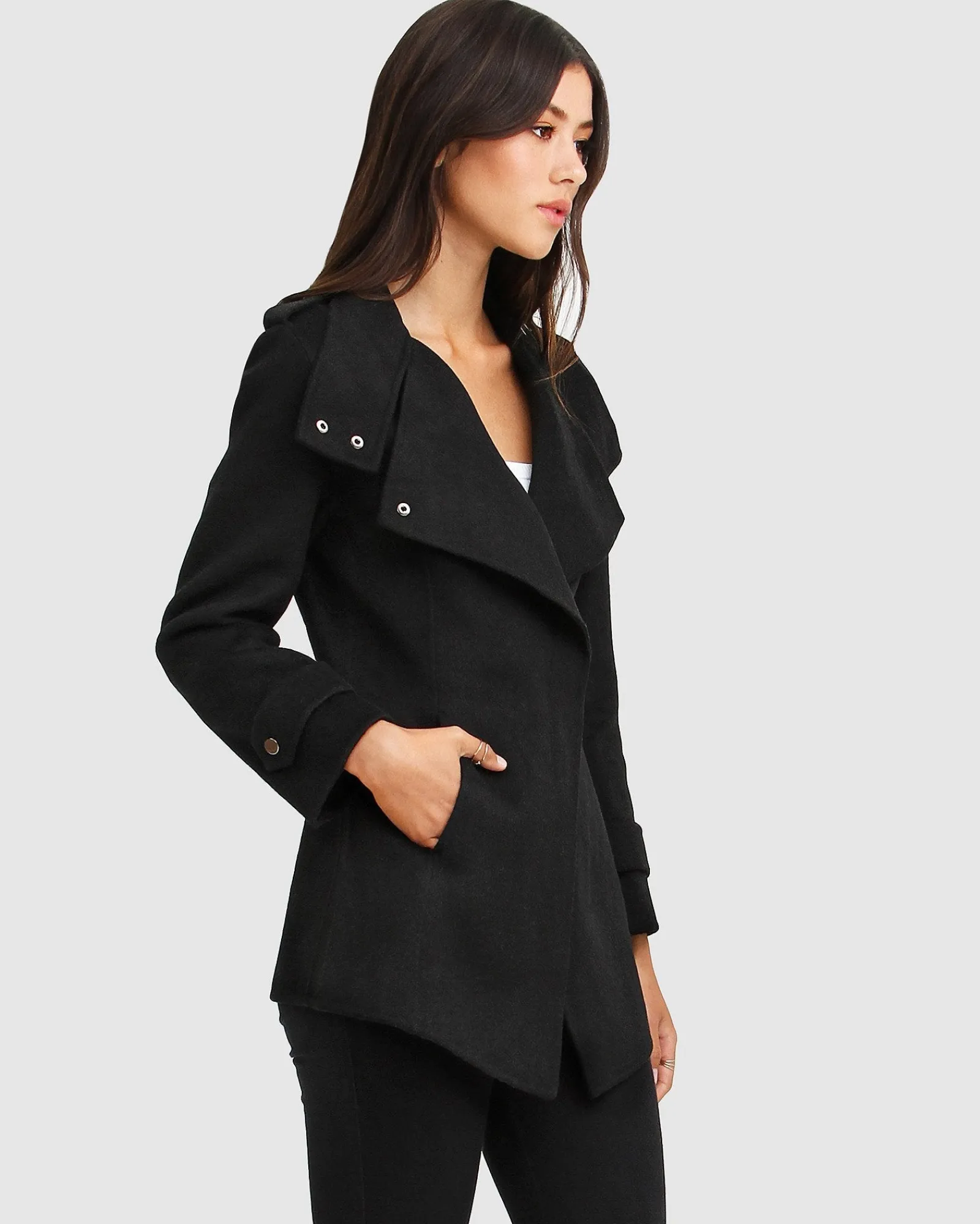 Outlet Belle & Bloom NEW FIT Bad Girl Wool Blend Moto Coat - Black