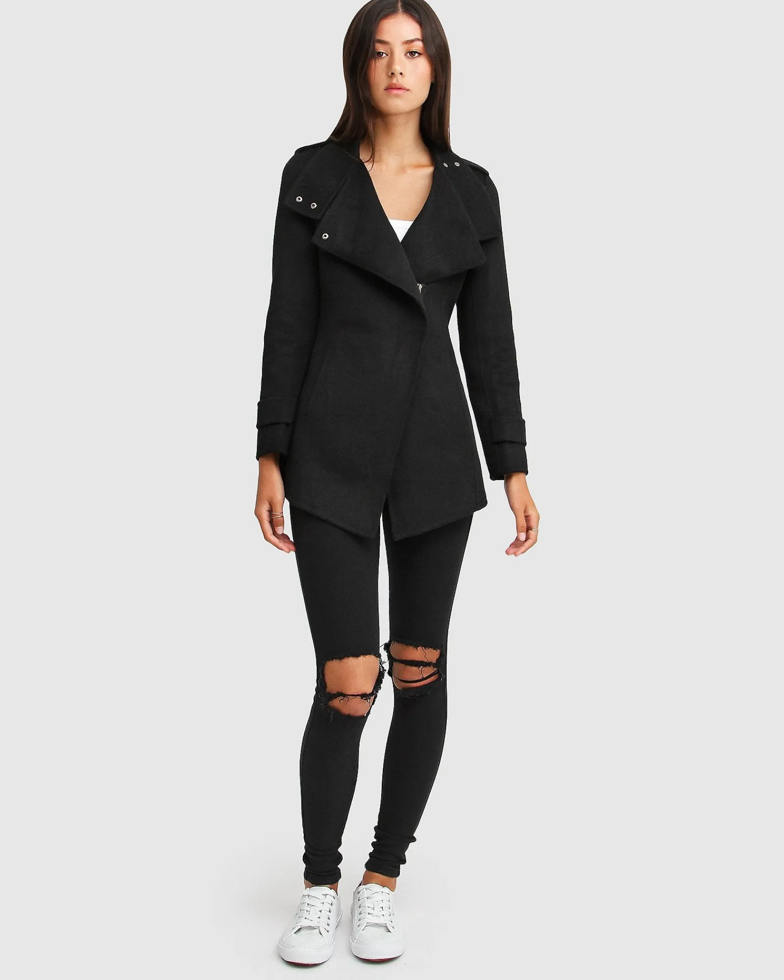 Outlet Belle & Bloom NEW FIT Bad Girl Wool Blend Moto Coat - Black