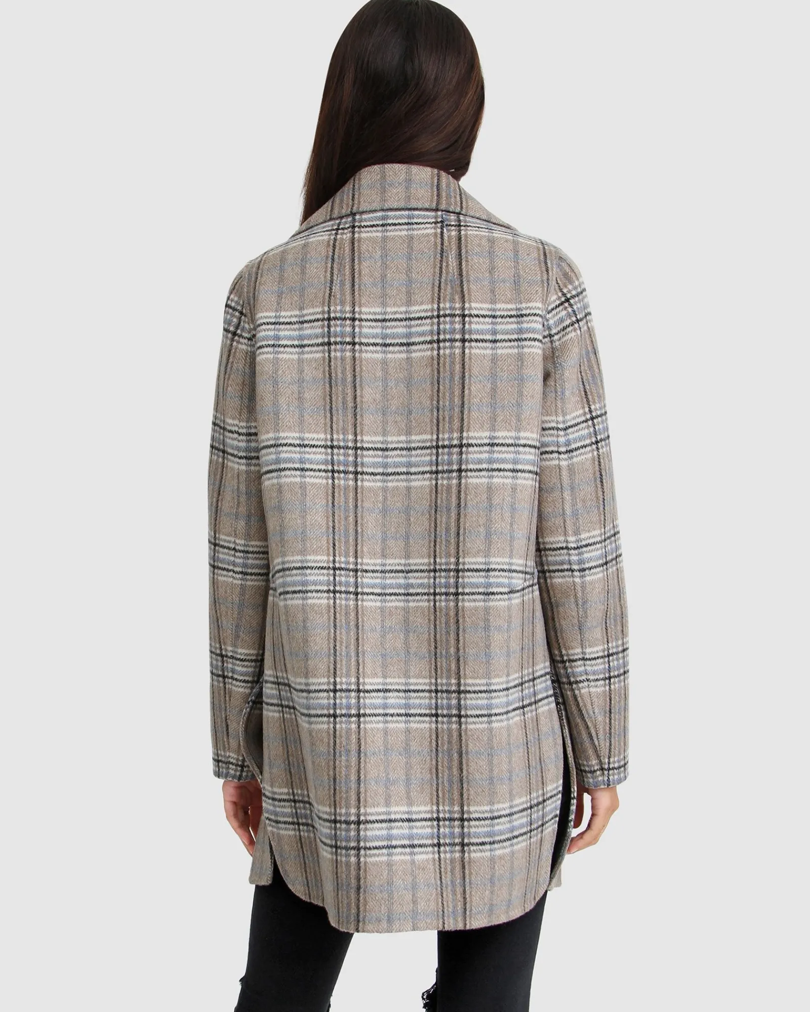New Belle & Bloom NEW FIT Ex-Boyfriend Wool Blend Oversized Jacket - Oat Plaid BoyfriendWoolBlendOversizedJacket-OatPlaid